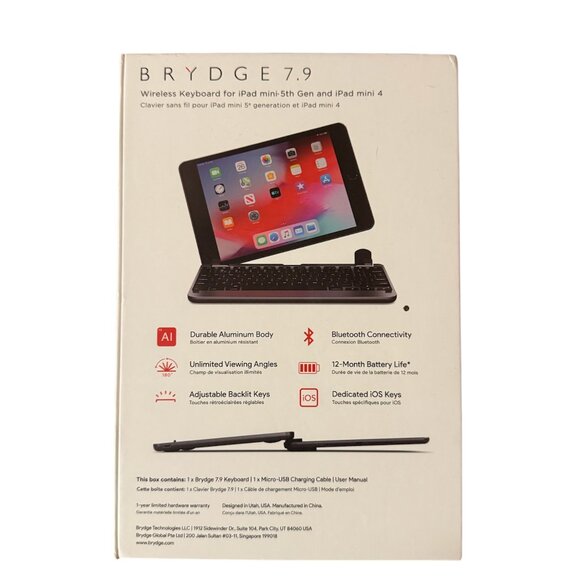 Brydge Wireless Keyboard for iPad mini 5th Gen and iPad mini 4 Space Gray - Picture 2 of 4